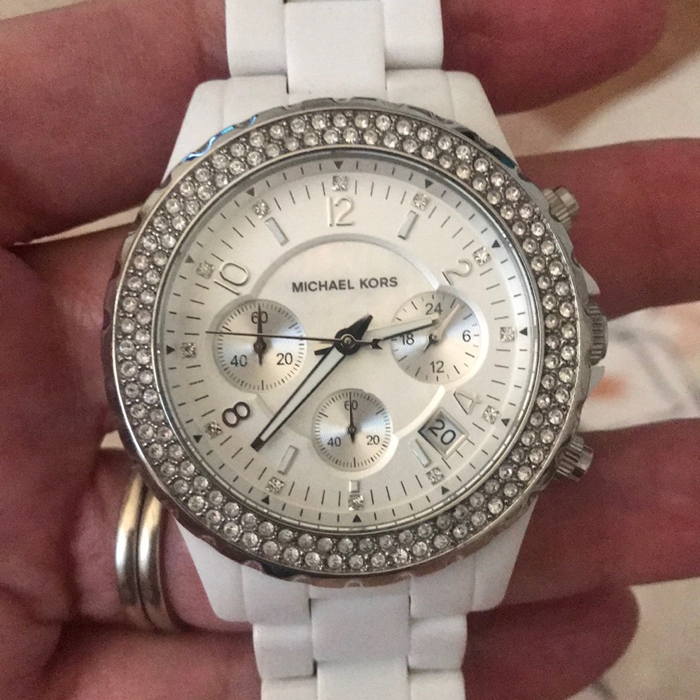 Michael Kors chronograph watch in white
